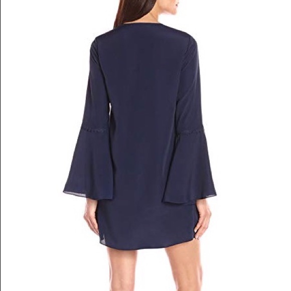 Likely Adair Navy Blue Bell Sleeve Mini Dress Shift Keyhole Neck Revolve XS - Picture 2 of 2